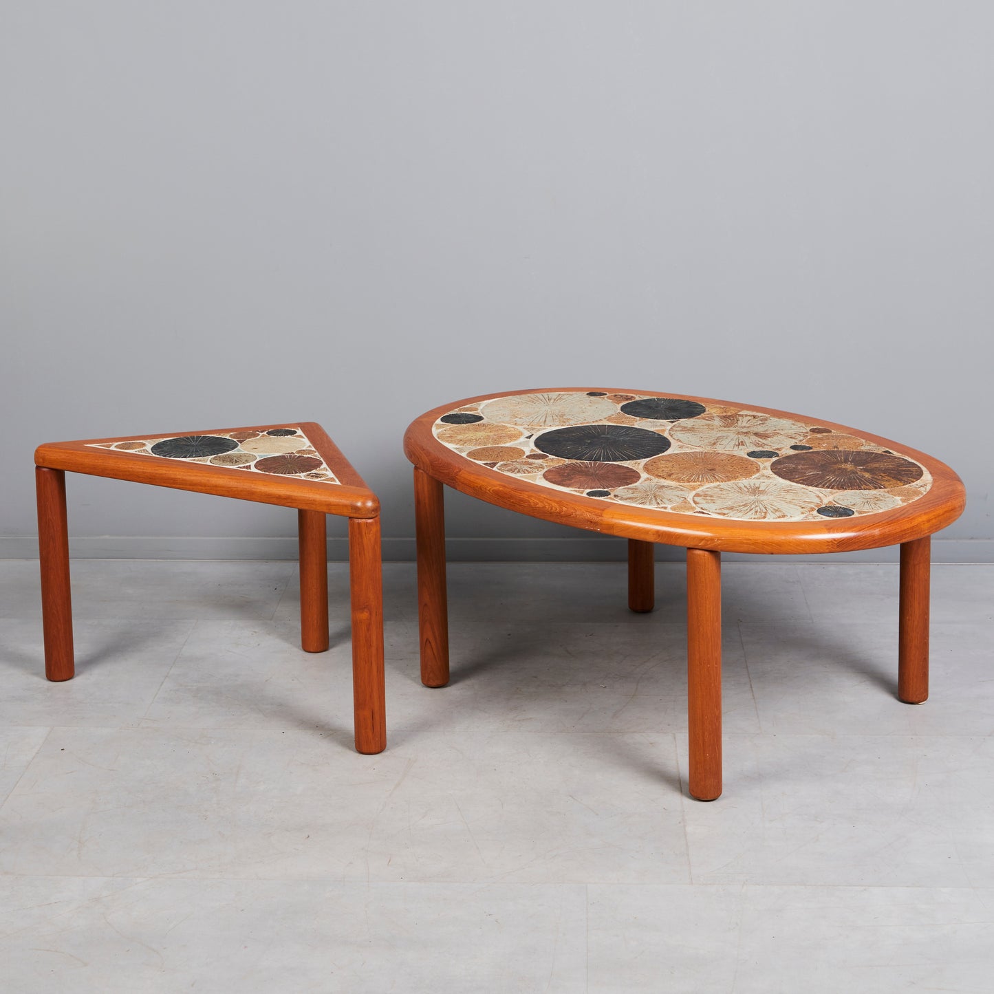Tue Poulsen Coffee Table "Oval" ceramic and Teak Haslev Denmark 1960 Signed