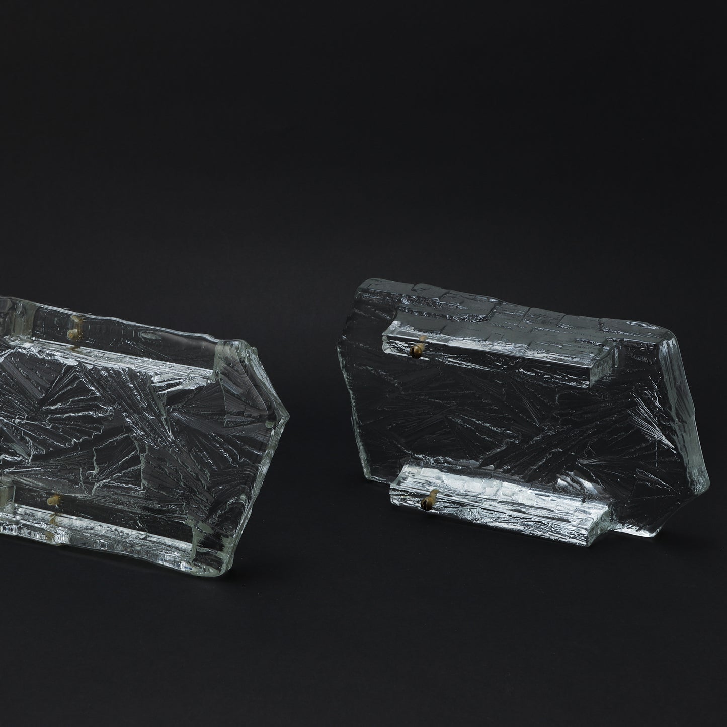 Wall lamps Glass model 'ICE' marked NAFA 484, Nybro Armaturfabrik. 1960s.
