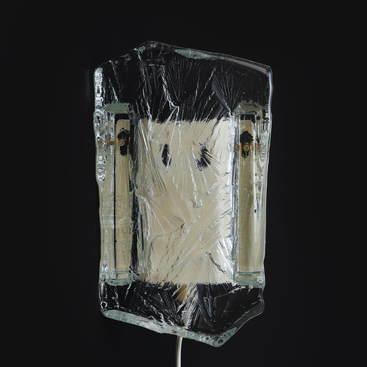 Wall lamps Glass model 'ICE' marked NAFA 484, Nybro Armaturfabrik. 1960s.