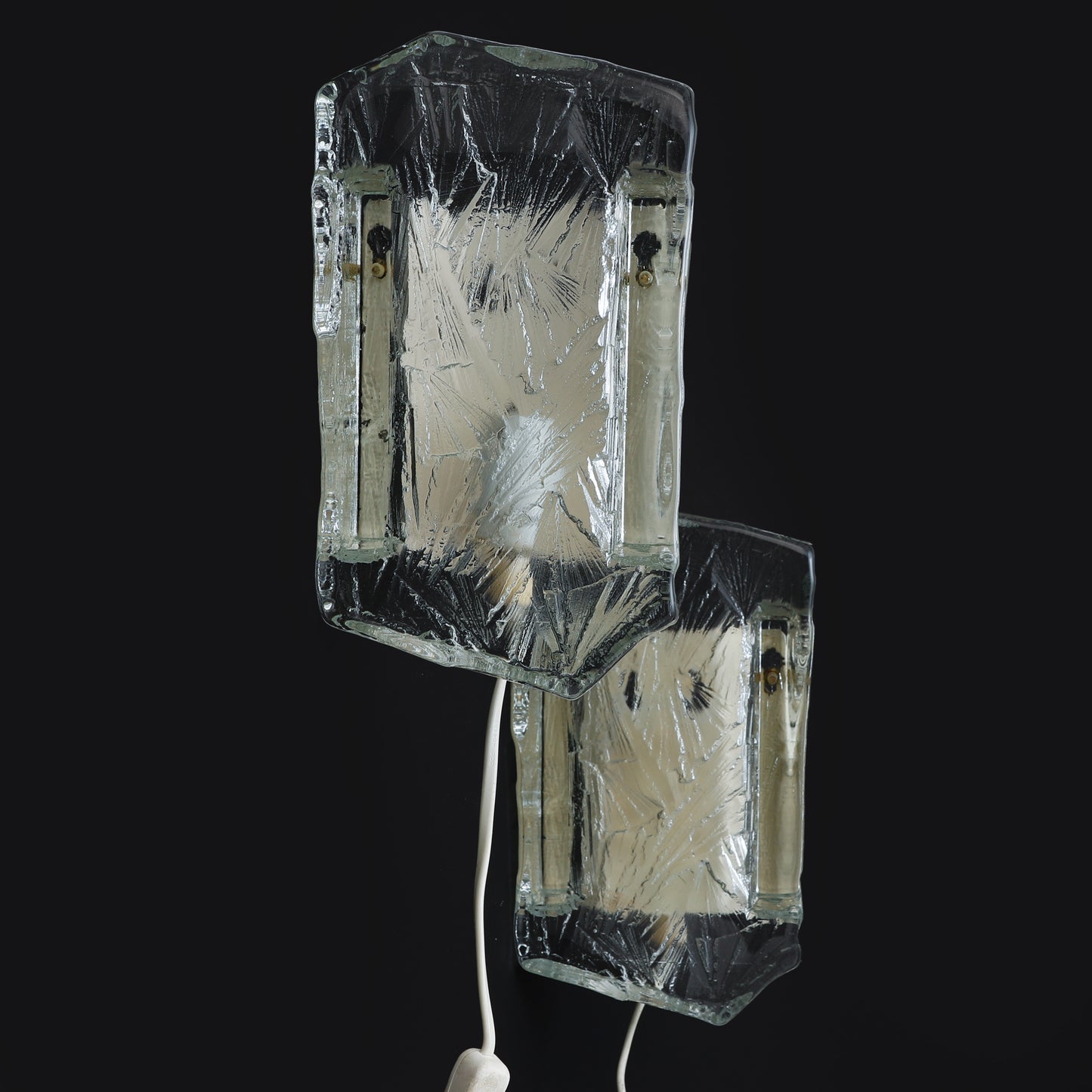 Wall lamps Glass model 'ICE' marked NAFA 484, Nybro Armaturfabrik. 1960s.
