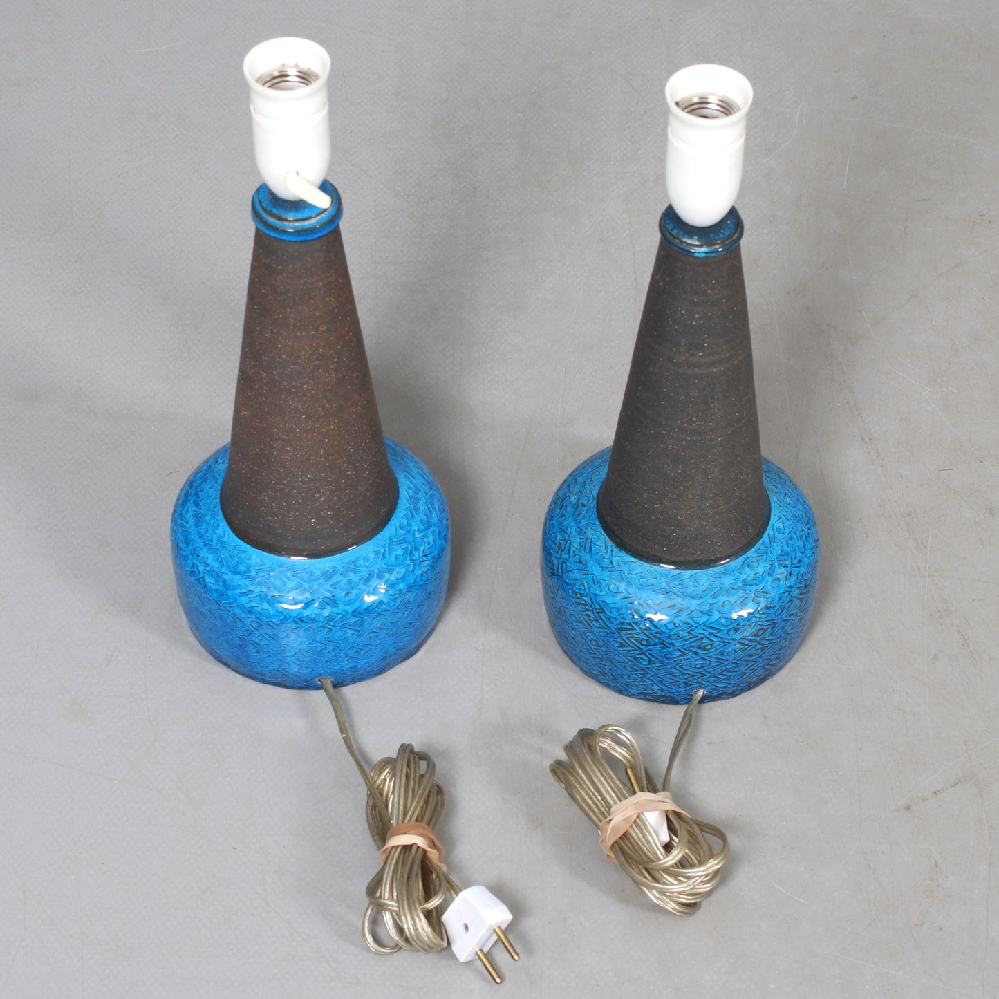 Nils Kählert pair of table lamp in Blue Glazing, Denmark, 1960s
