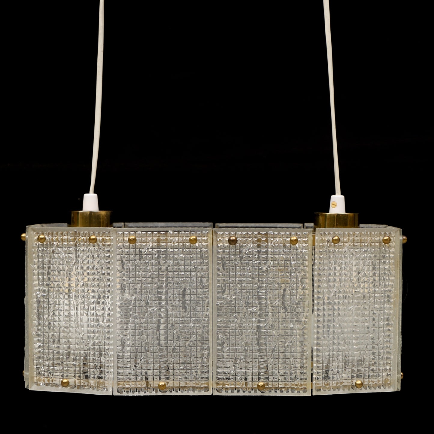 Ceiling light molded glass and brass by Orrefors Sweden 1960