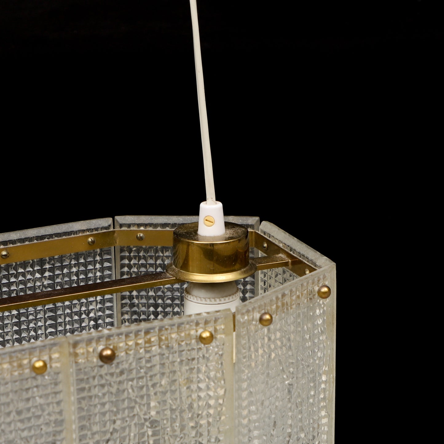 Ceiling light molded glass and brass by Orrefors Sweden 1960