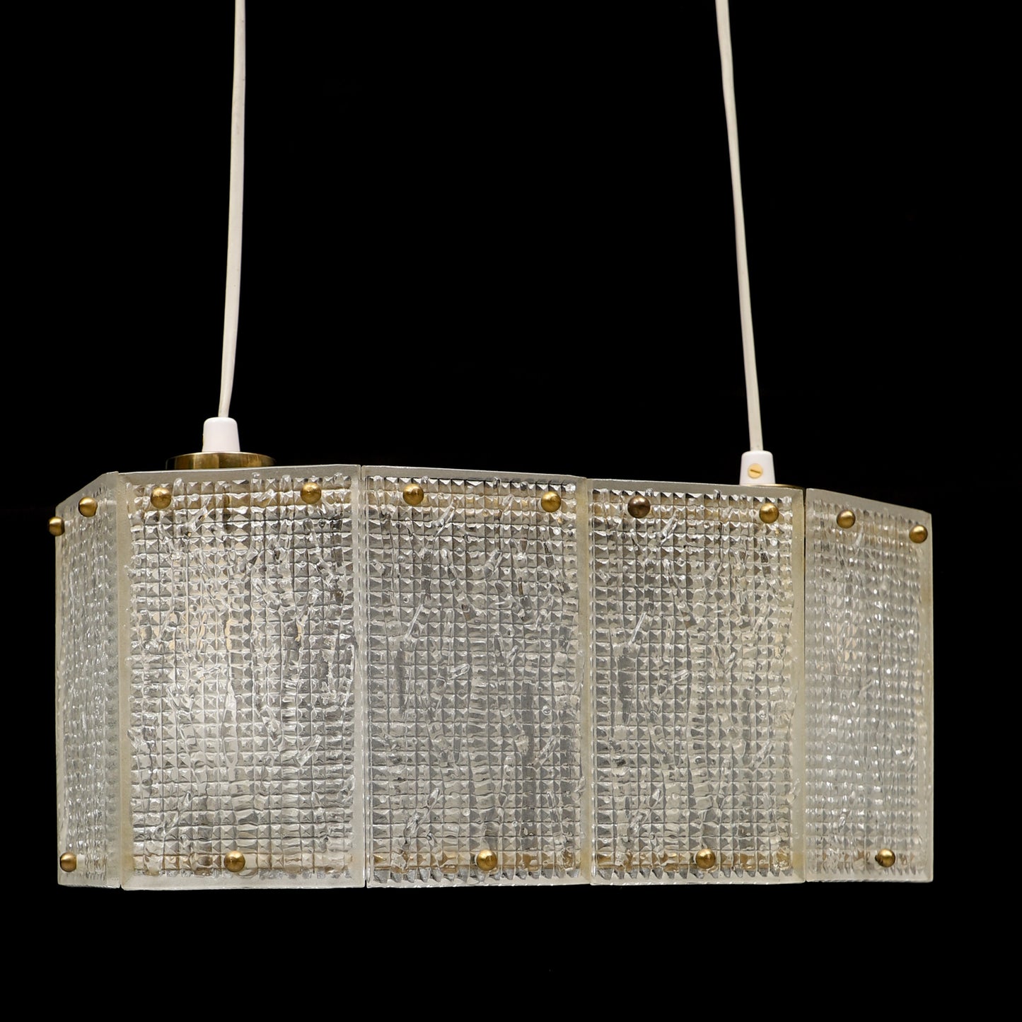 Ceiling light molded glass and brass by Orrefors Sweden 1960