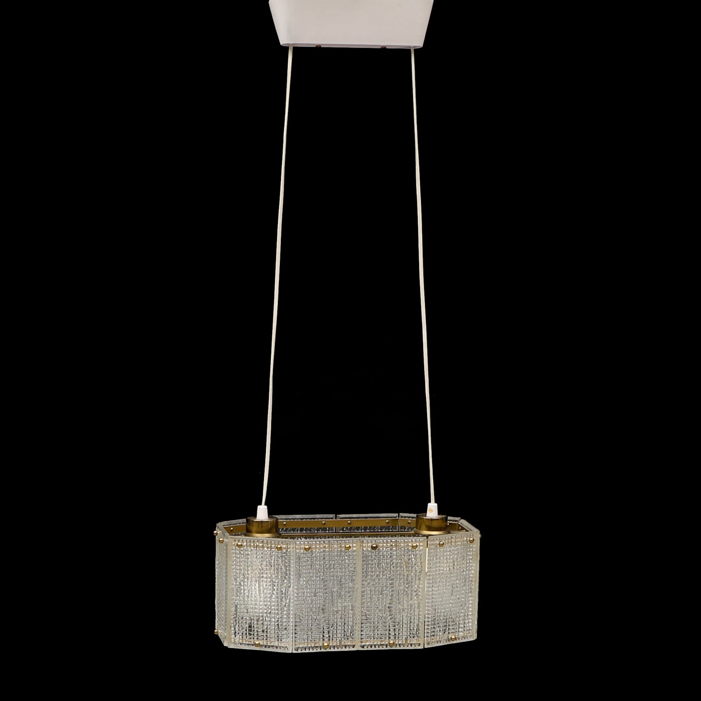 Ceiling light molded glass and brass by Orrefors Sweden 1960