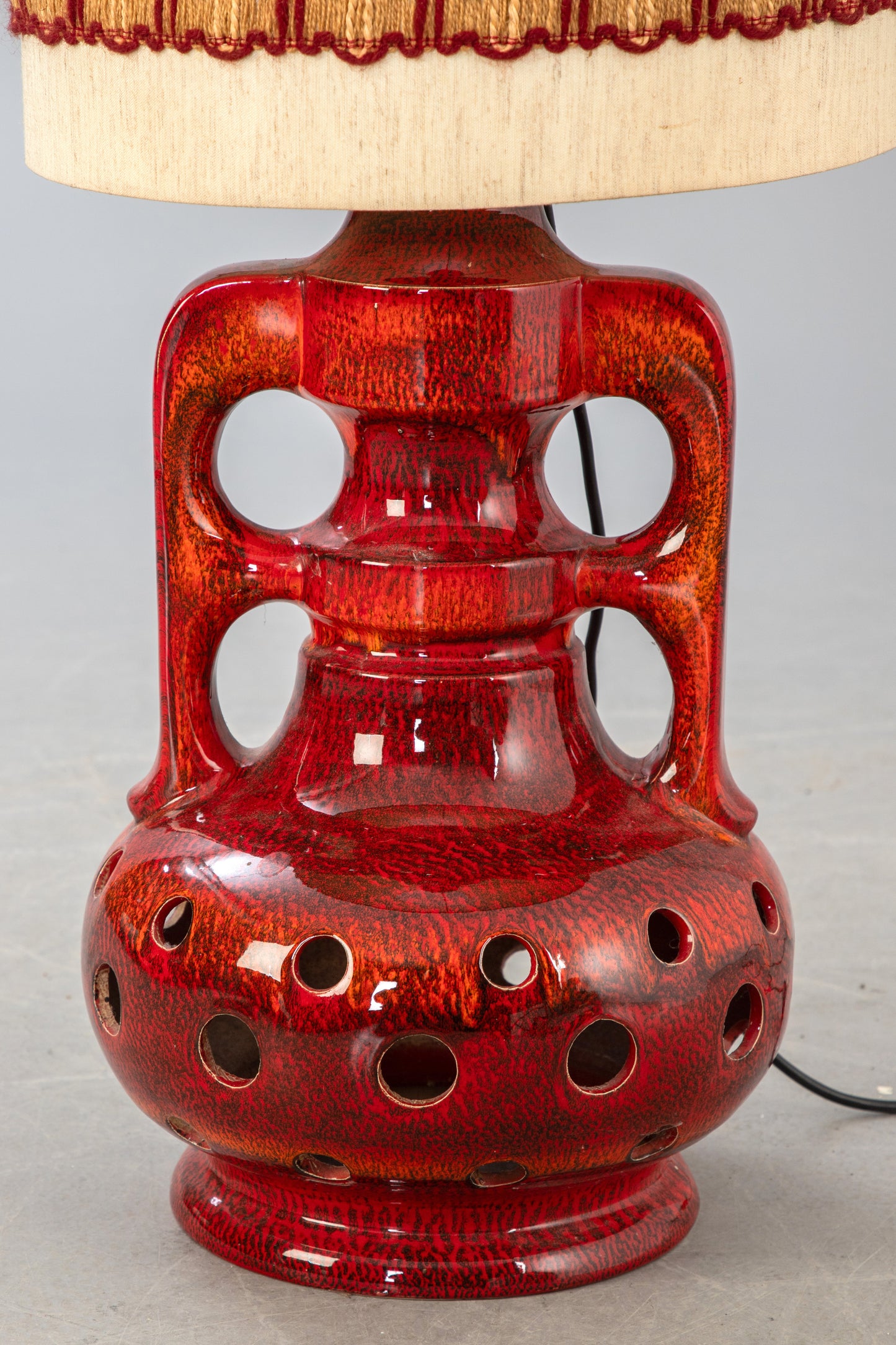 Ceramic Table lamp glazed in red tones Anonymous artist France Vallauris 1960
