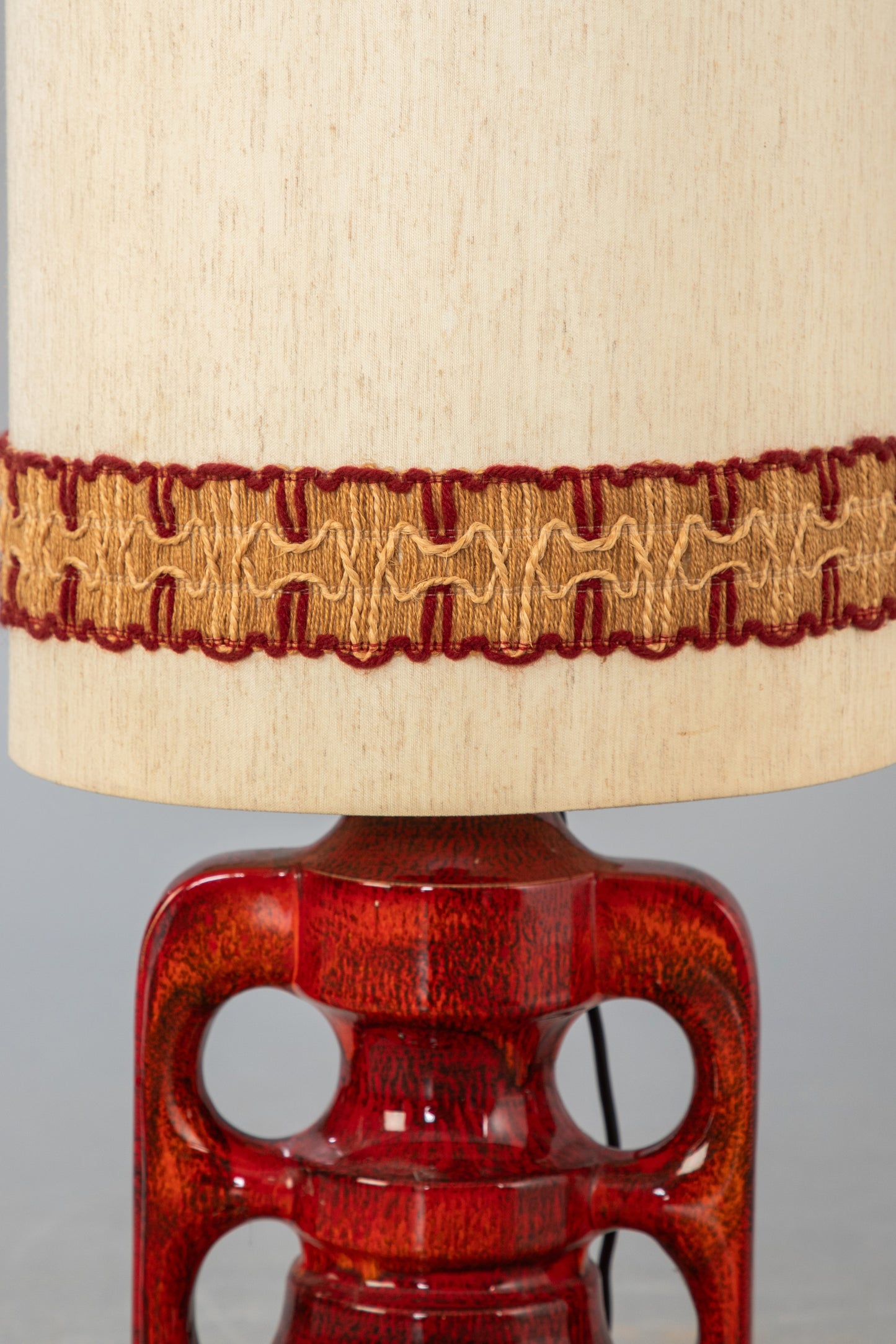 Ceramic Table lamp glazed in red tones Anonymous artist France Vallauris 1960