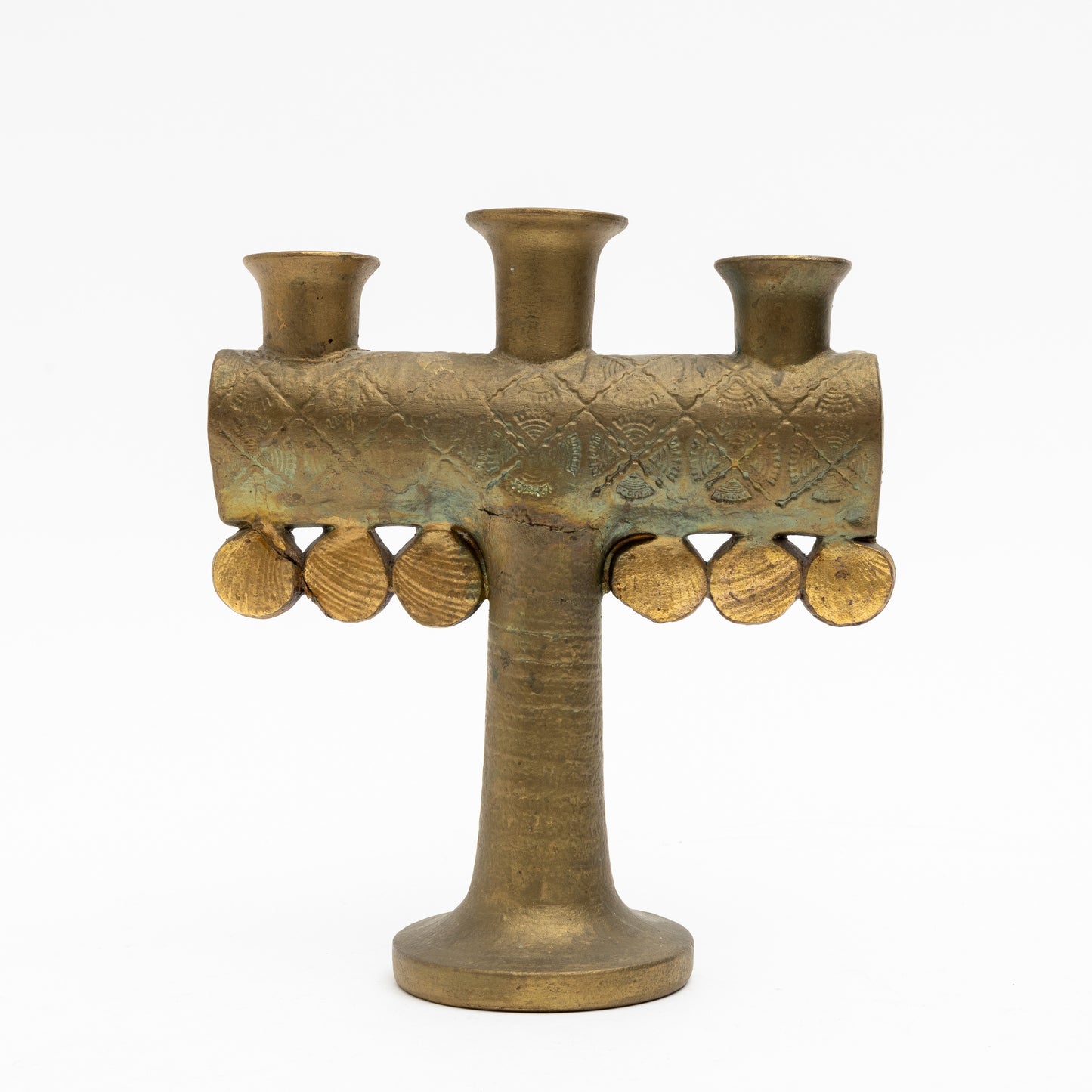 Lisa Larson stoneware "Medallion" chandelier, Gustavsberg Sweden 1960