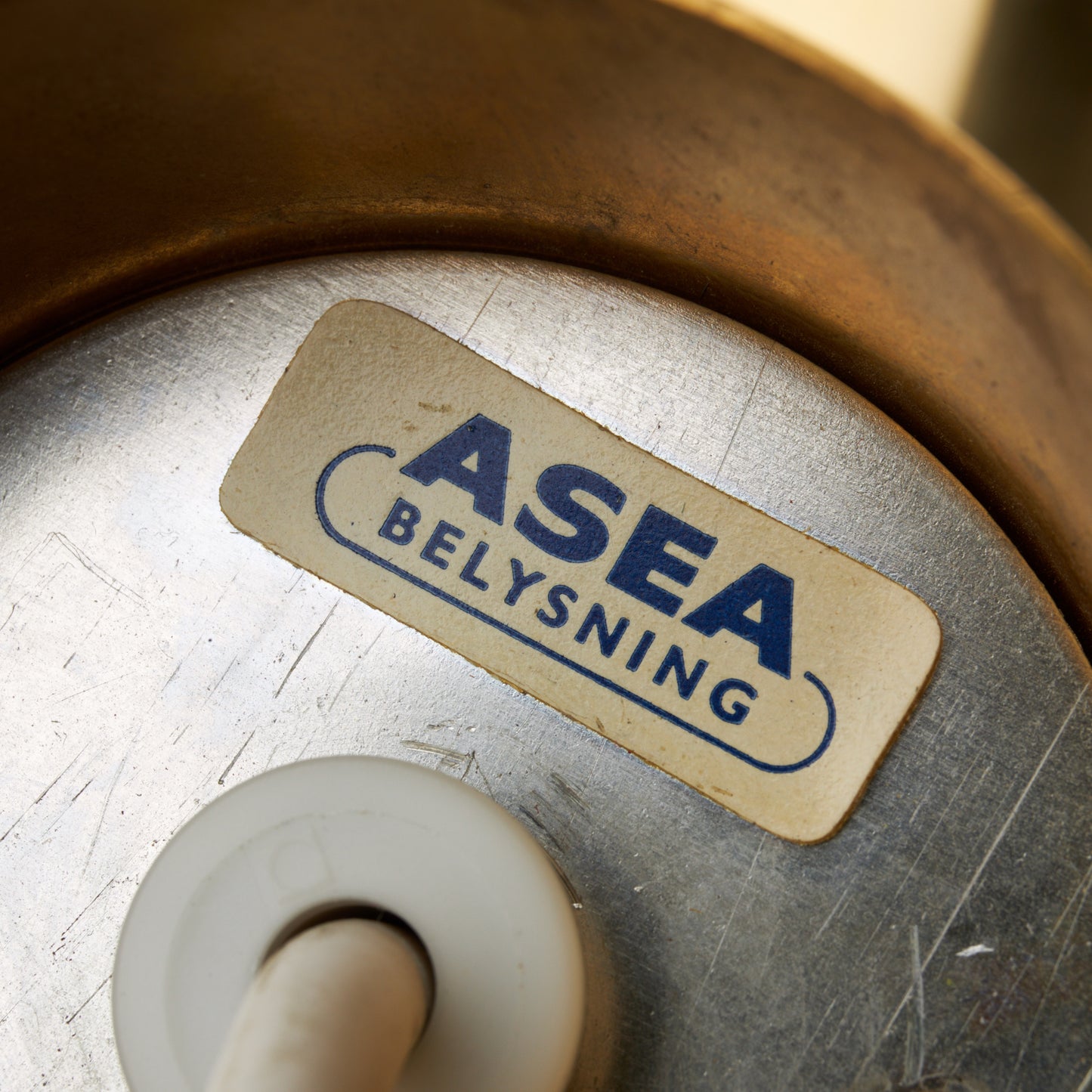 Asea wall lights a pair in brass and glass Sweden 1960