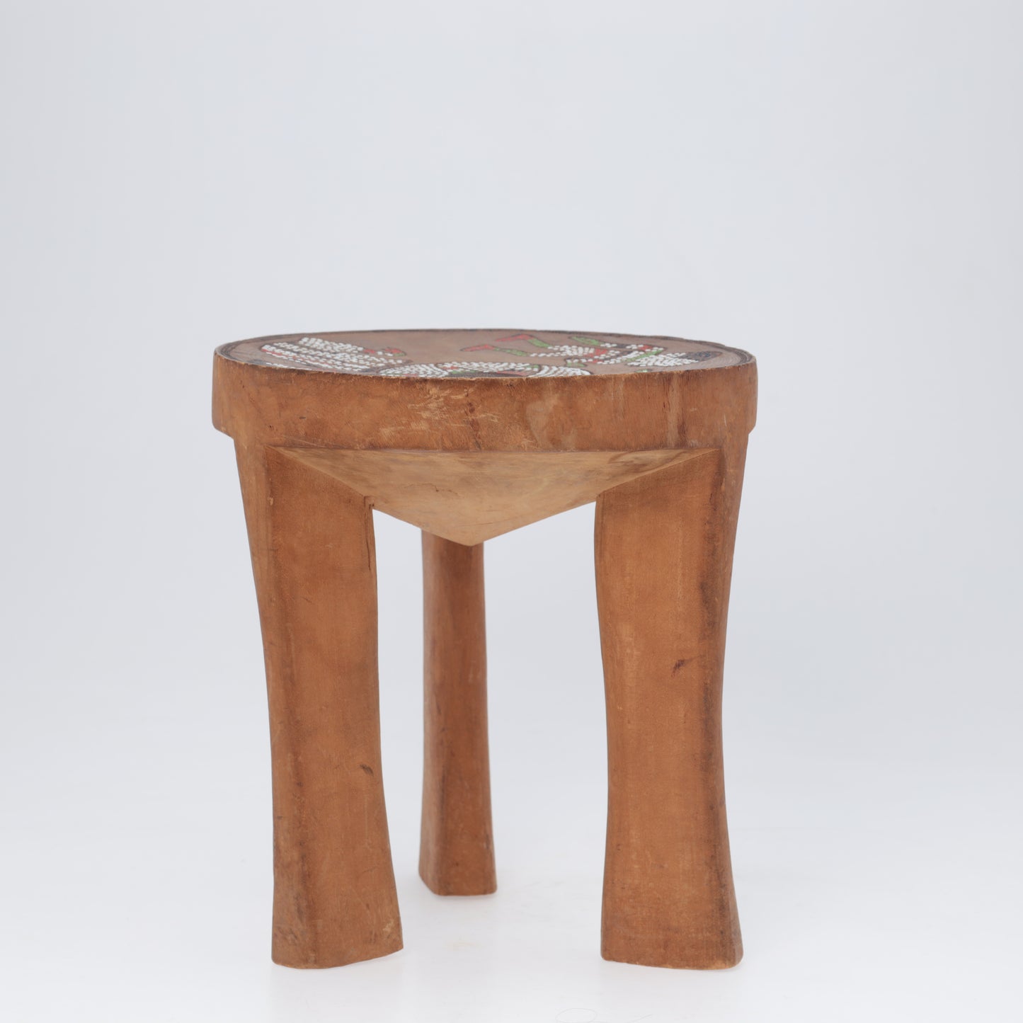 Wooden Stool/Table with inlaid beads, Kamba, Kenya 60s