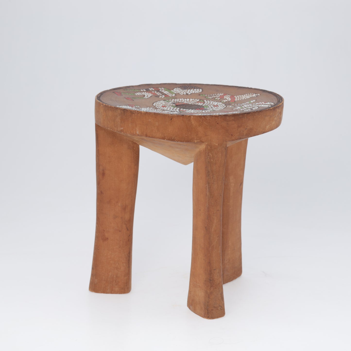 Wooden Stool/Table with inlaid beads, Kamba, Kenya 60s