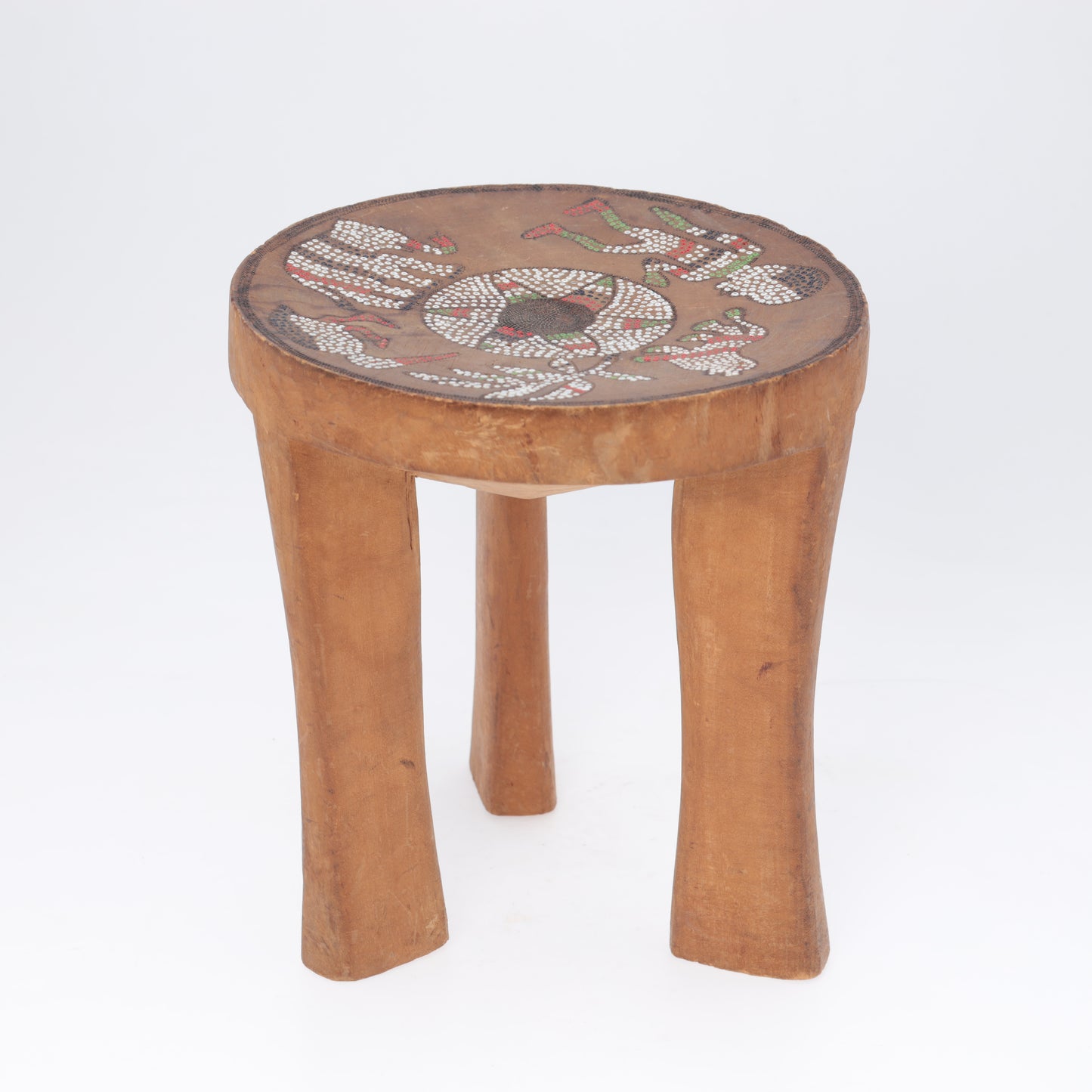 Wooden Stool/Table with inlaid beads, Kamba, Kenya 60s