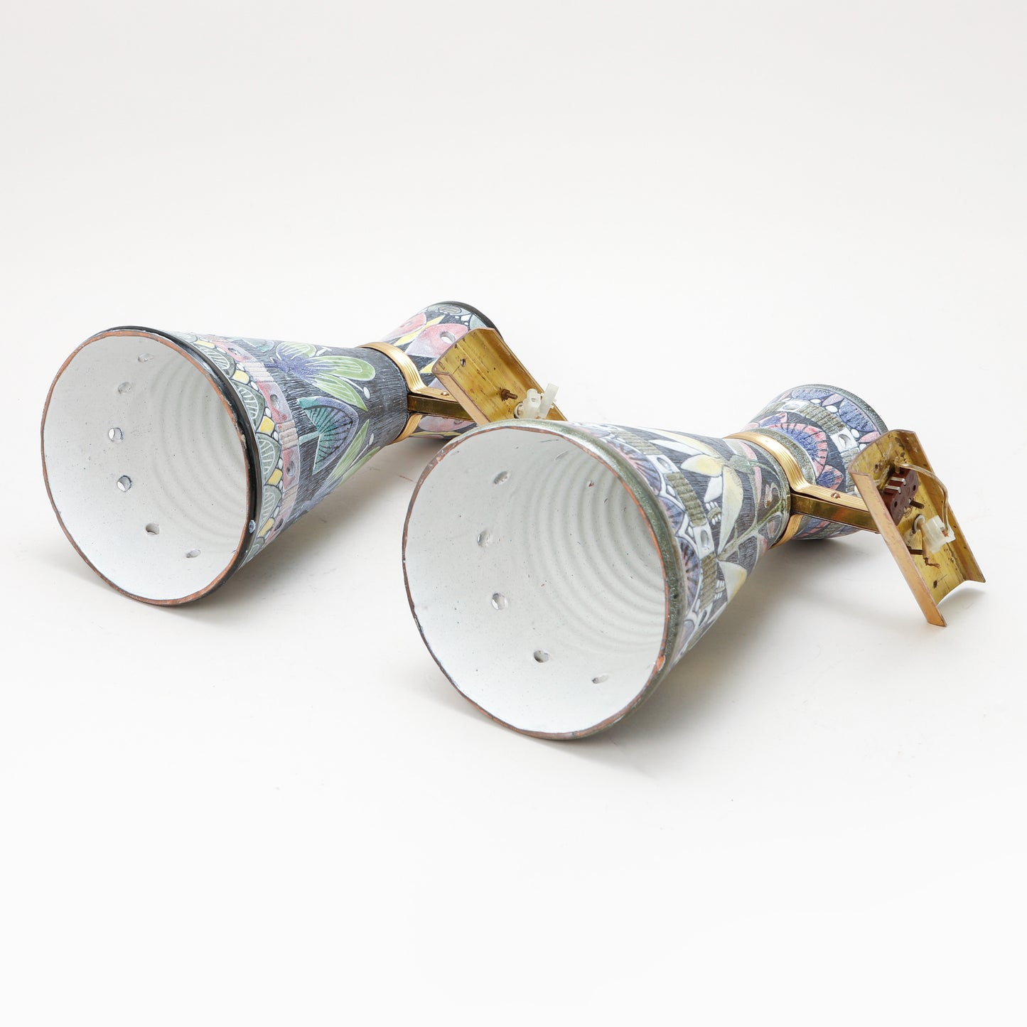 Tilgmans wall lights a pair in hand painted Ceramic Unique Sweden 1960