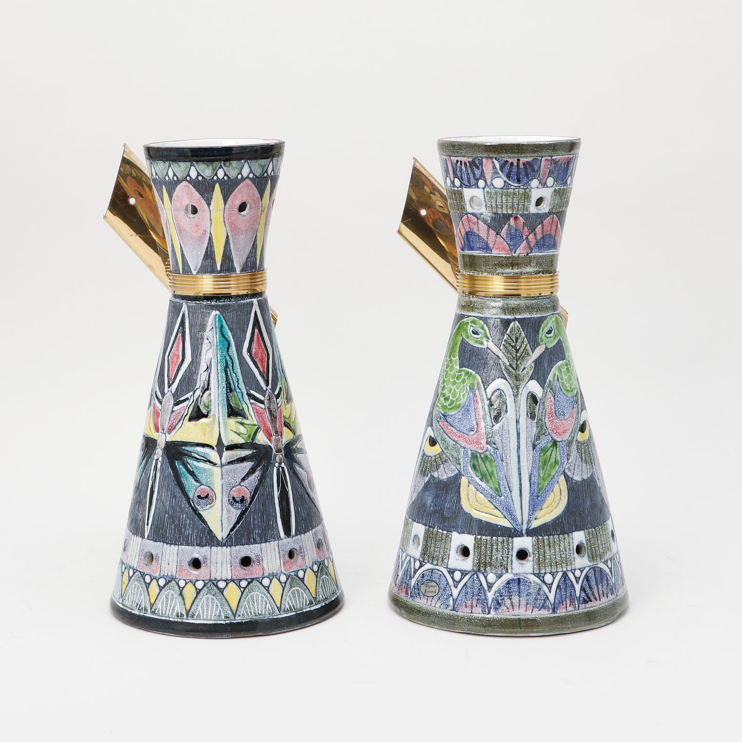 Tilgmans wall lights a pair in hand painted Ceramic Unique Sweden 1960