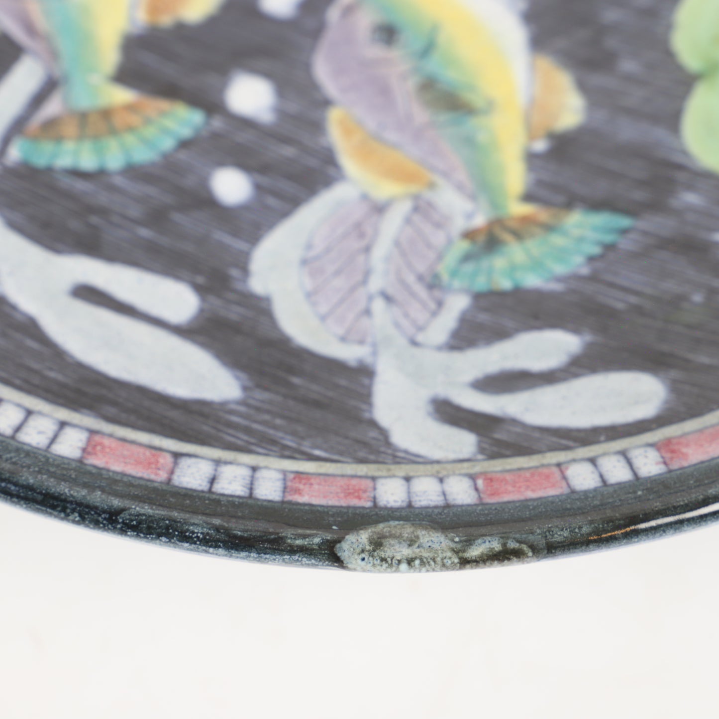 Tilgmans Ceramic serving plate hand painted with fishes Sweden 1960
