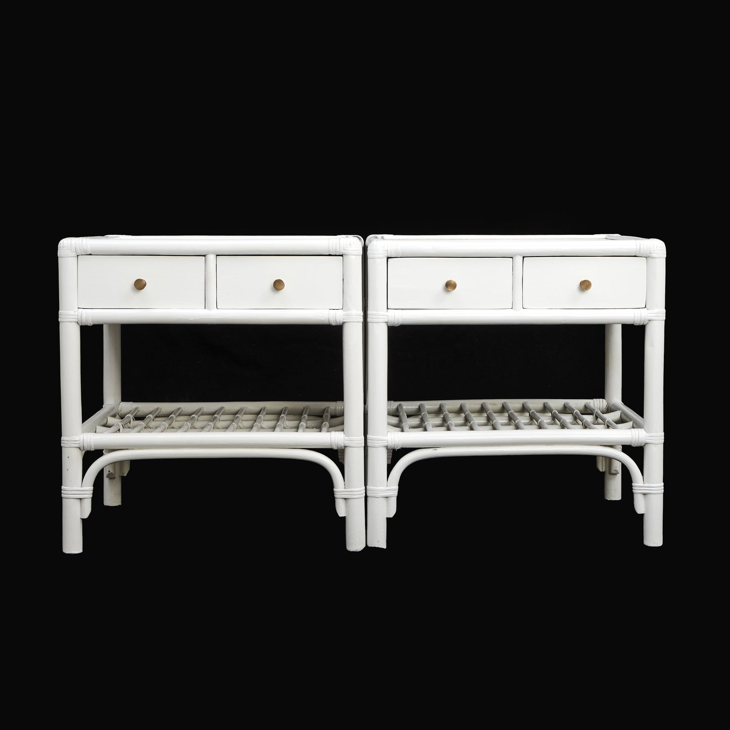Kenneth Bergenblad pair of Nightstand white wood for DUX, Sweden, 1960