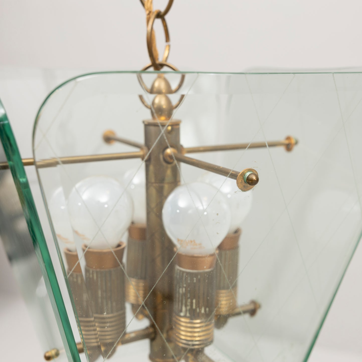 Fontana Arte by Pietro Chiesa Light pendant Glass and brass Italy 1950