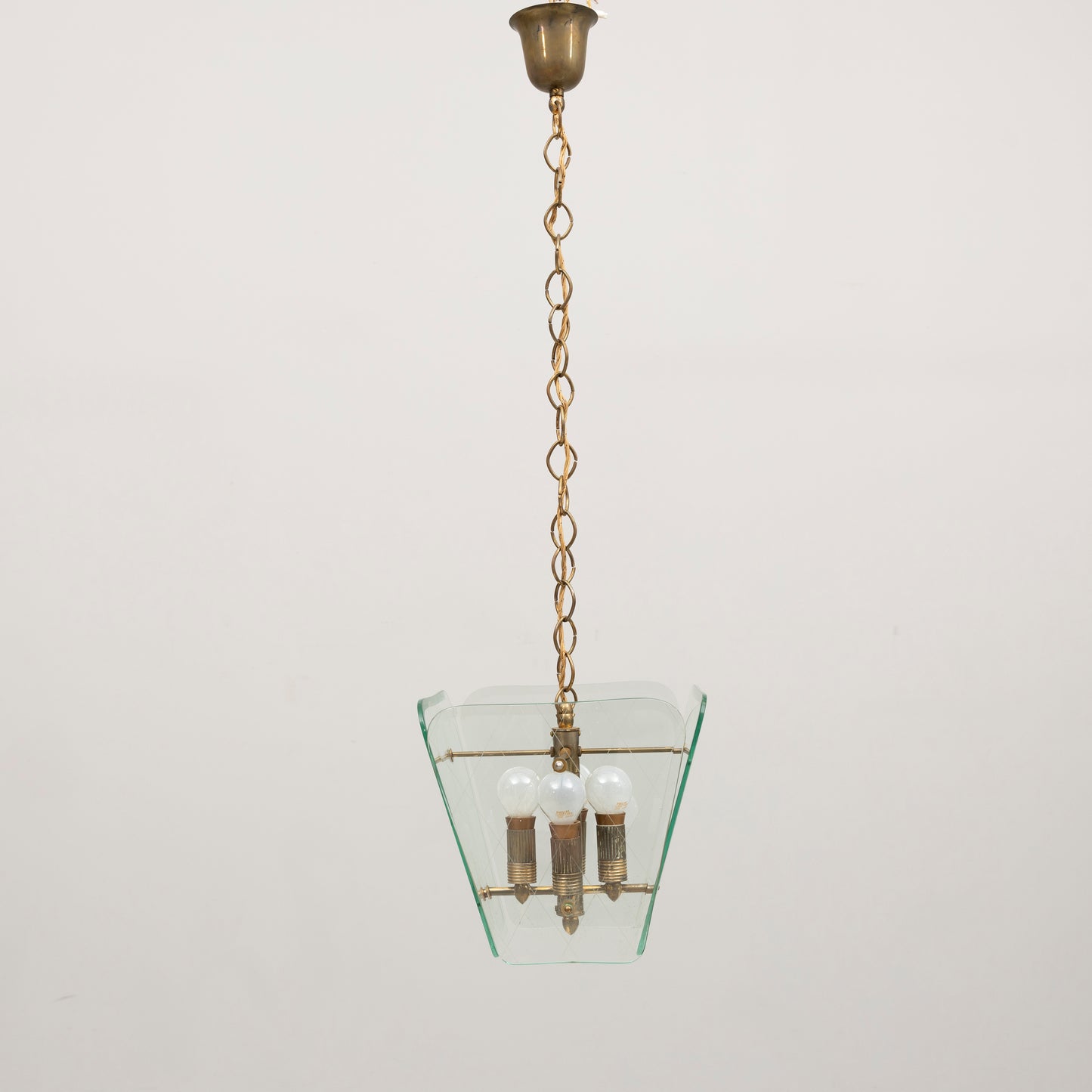 Fontana Arte by Pietro Chiesa Light pendant Glass and brass Italy 1950