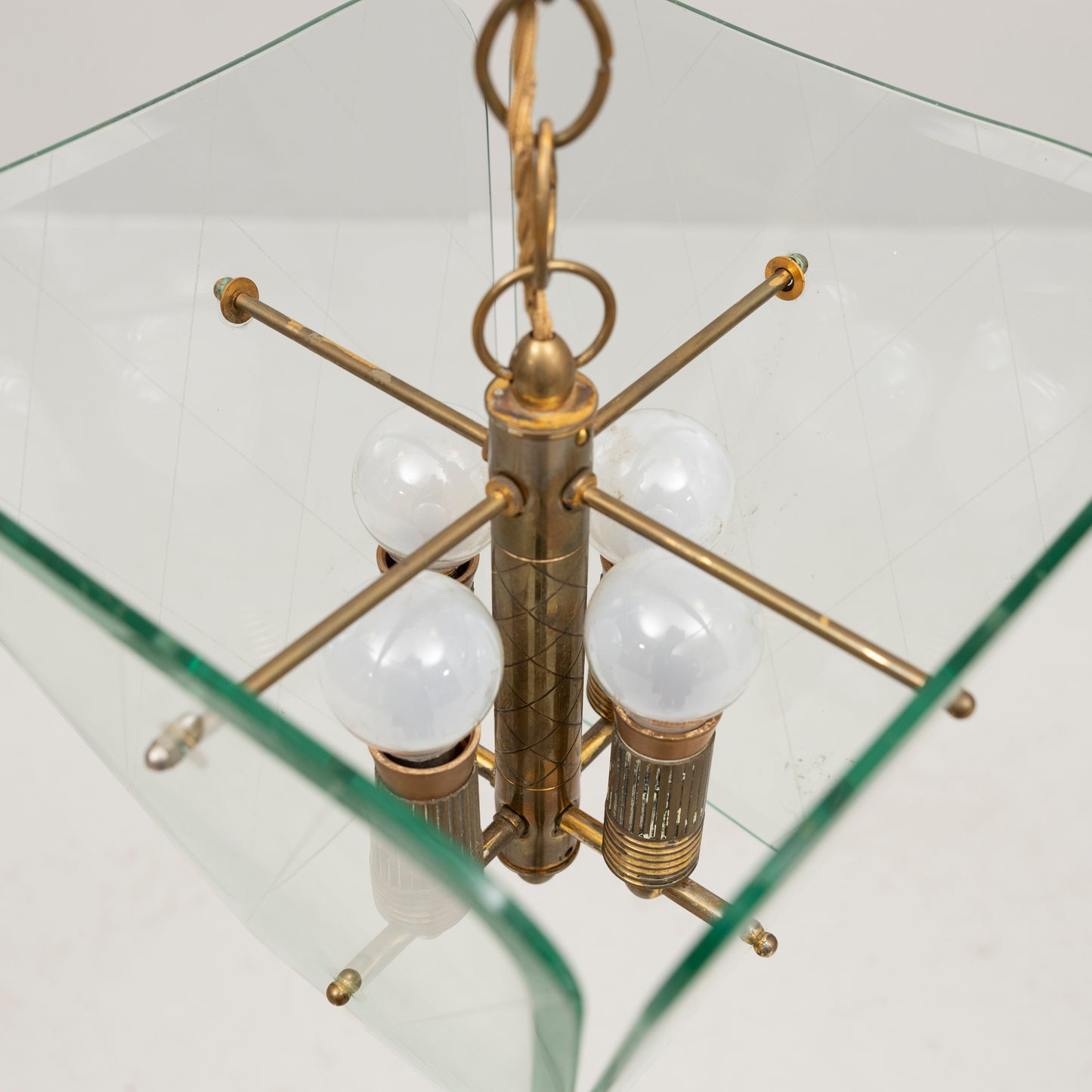 Fontana Arte by Pietro Chiesa Light pendant Glass and brass Italy 1950