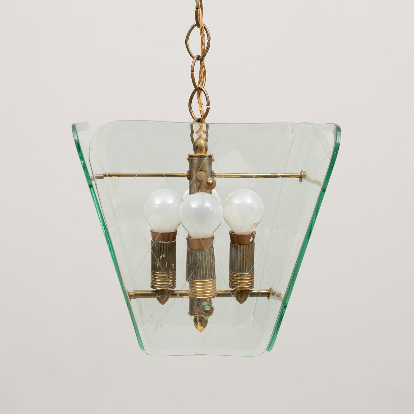 Fontana Arte by Pietro Chiesa Light pendant Glass and brass Italy 1950