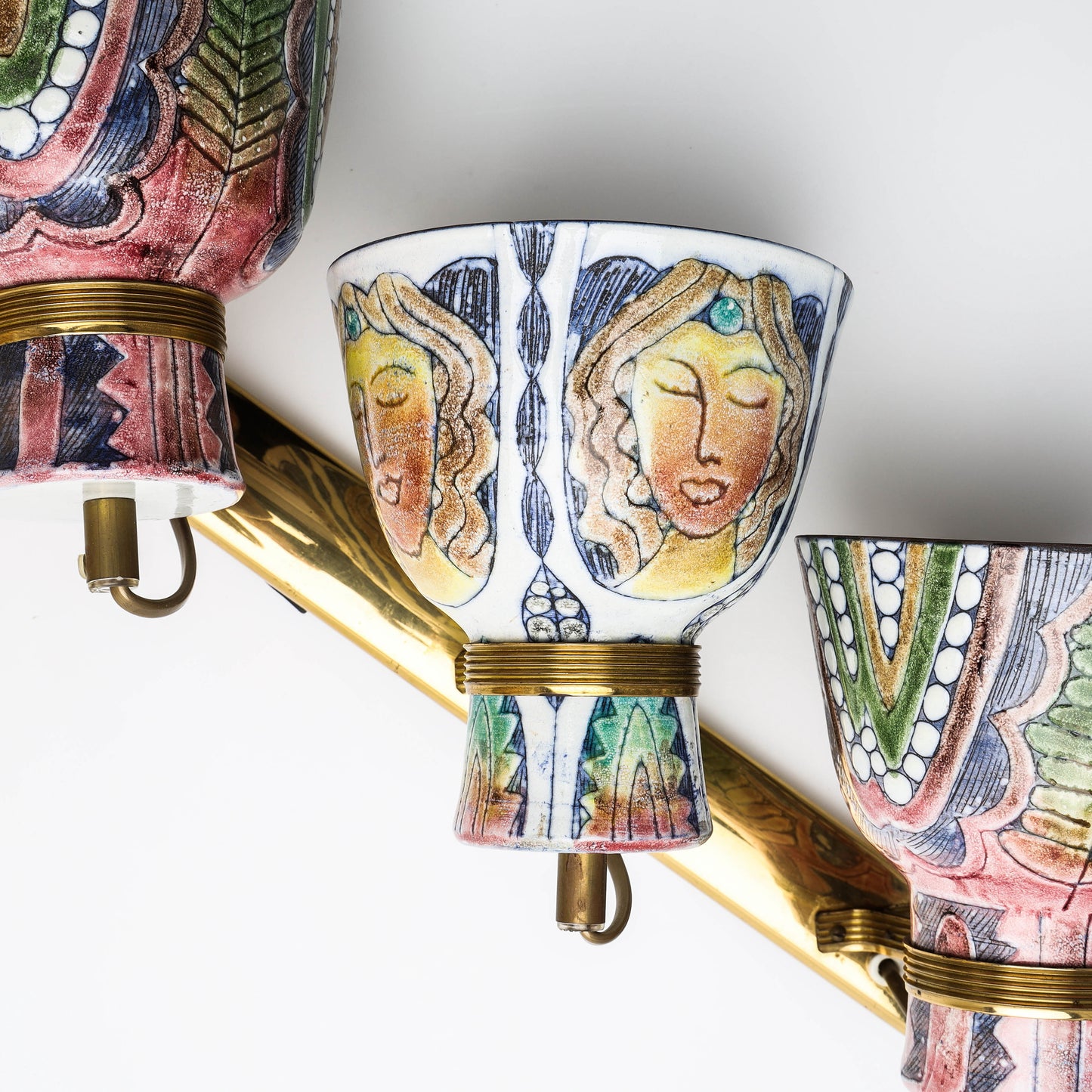Tilgmans ceramic wall light hand painted Tilgmans Ceramic Sweden 1960