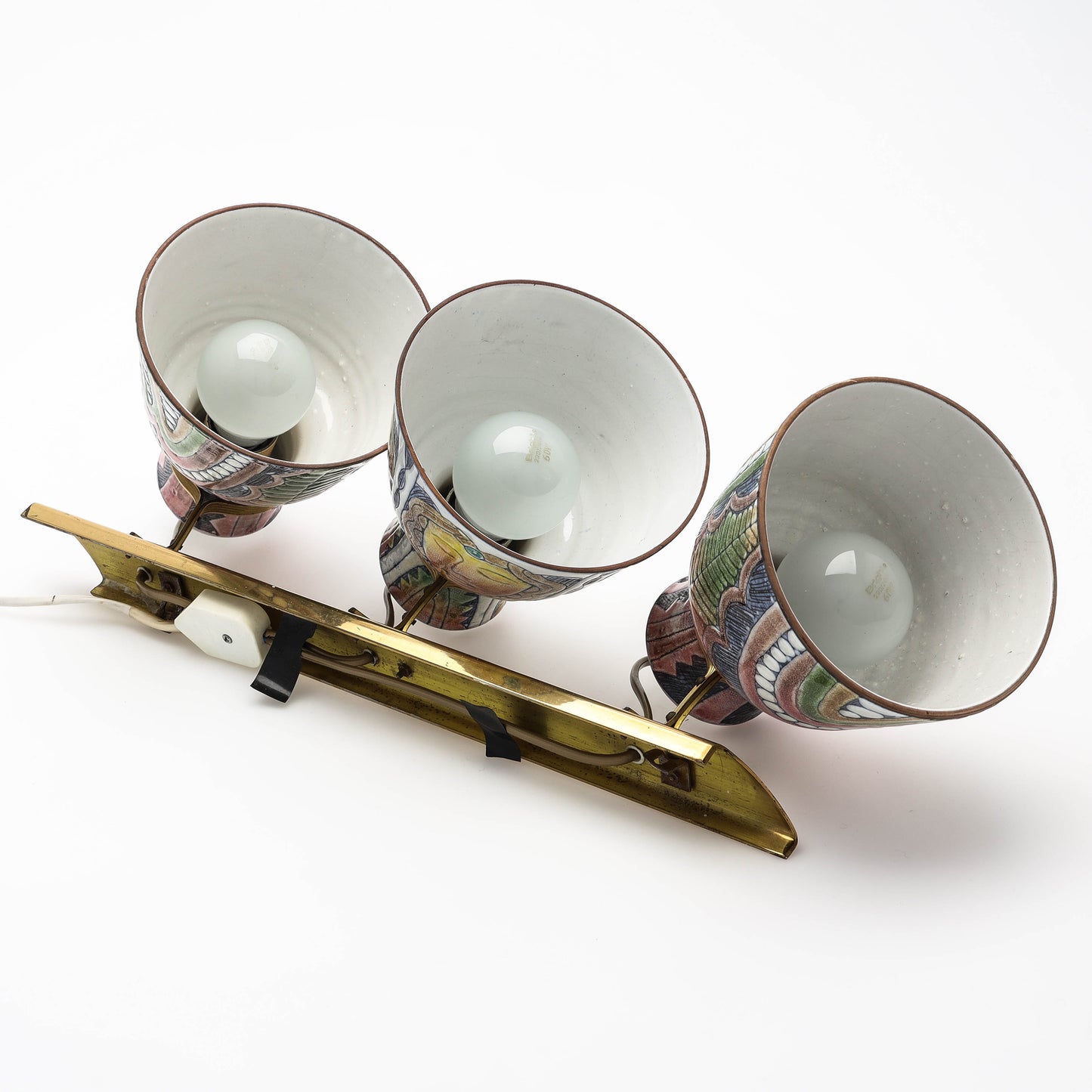 Tilgmans ceramic wall light hand painted Tilgmans Ceramic Sweden 1960