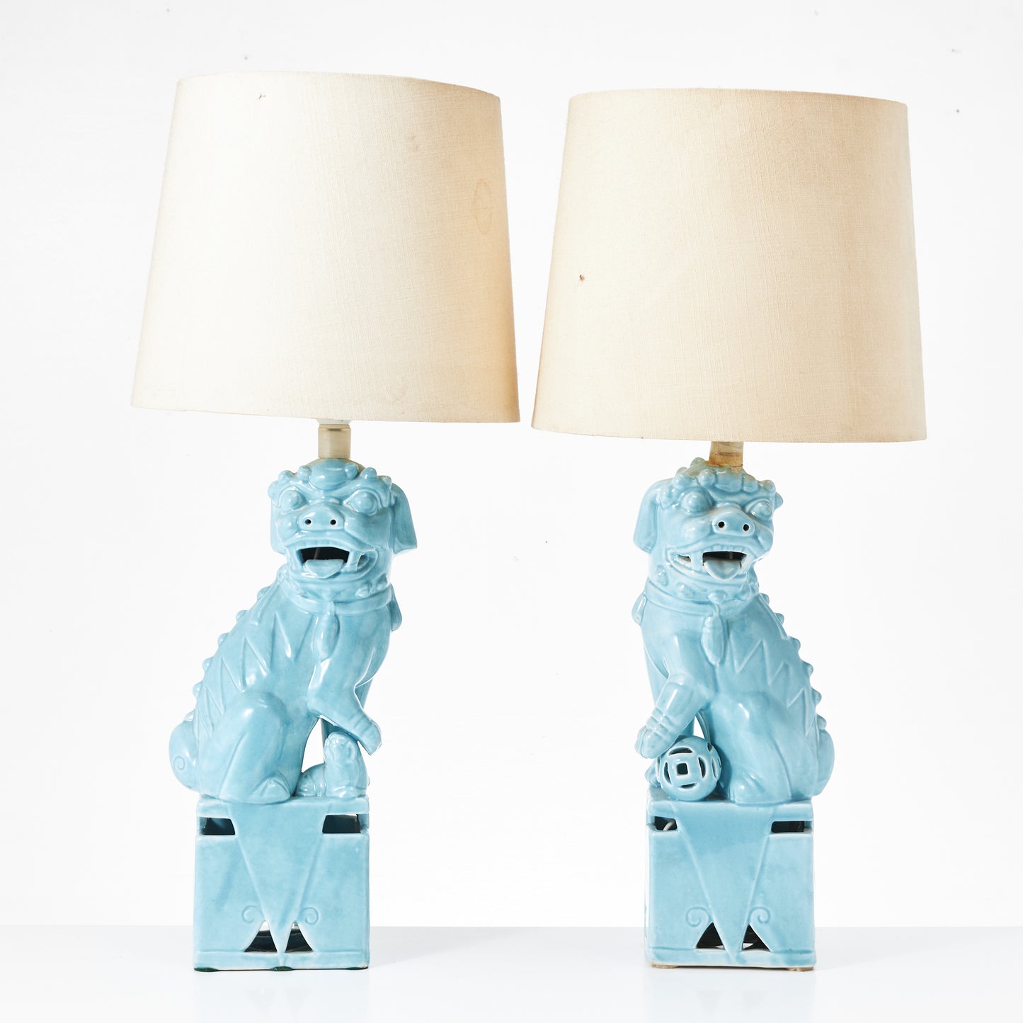 Pair of Vintage Chinese Fu Dog Lamp William "Billy" Haines style 1970