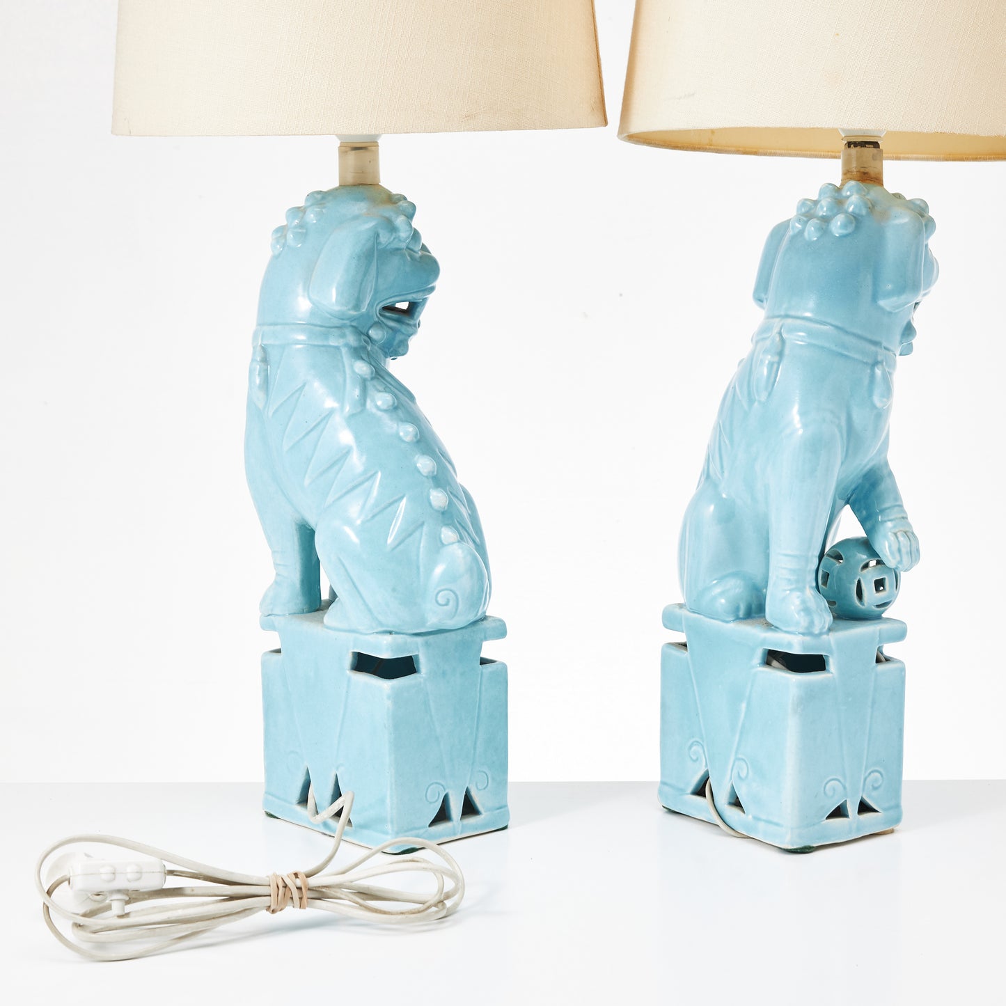 Pair of Vintage Chinese Fu Dog Lamp William "Billy" Haines style 1970