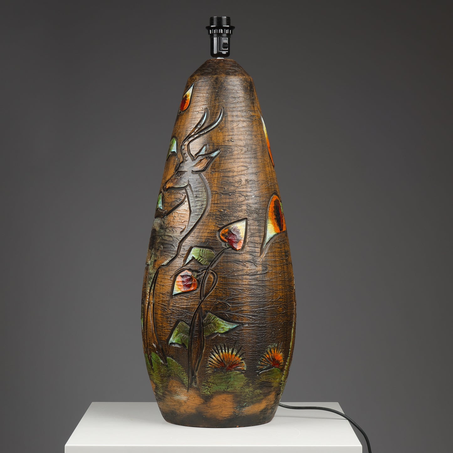 Ola Fihl , giant glazed ceramic lamp, Tilgmans Keramik, Sweden 1960 signed