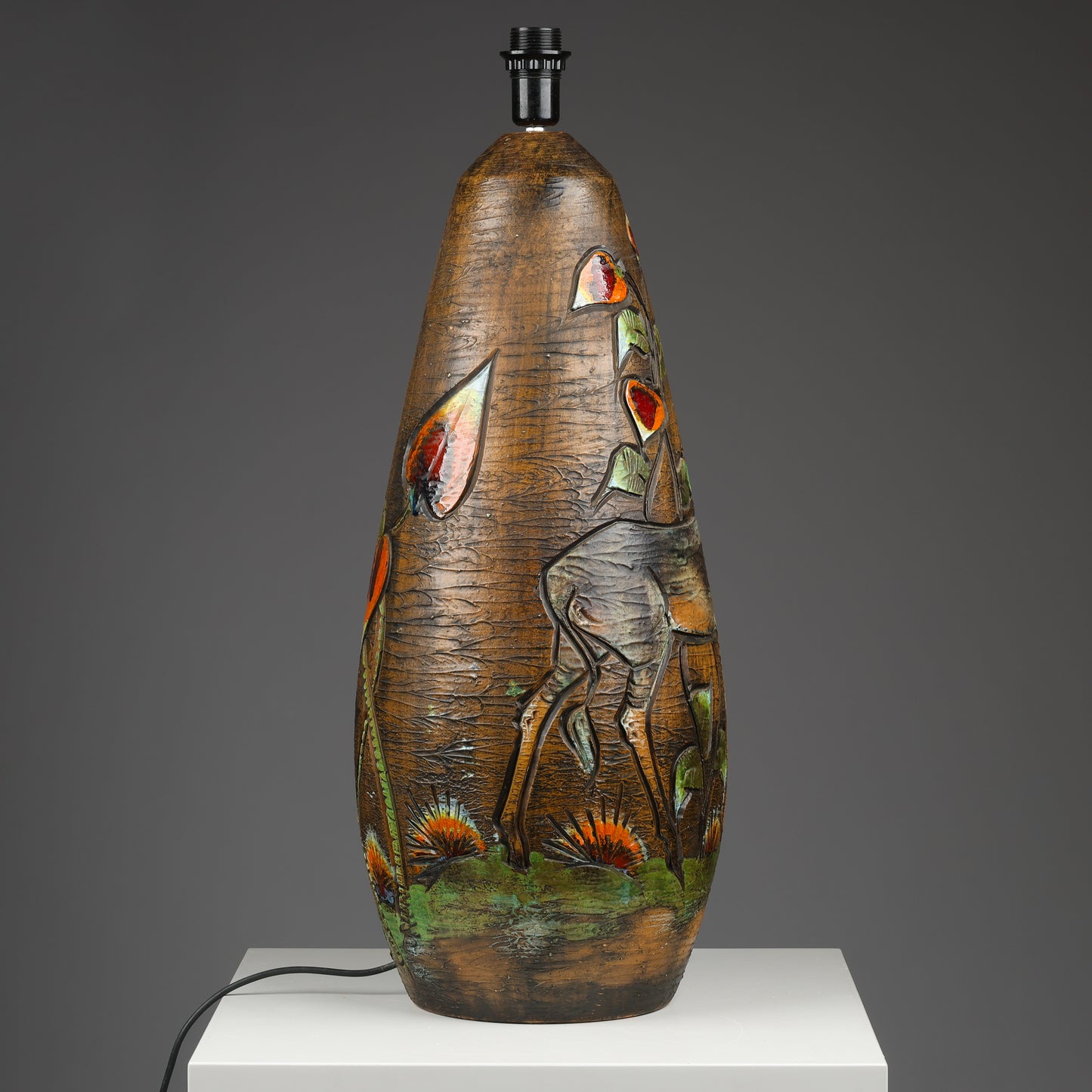 Ola Fihl , giant glazed ceramic lamp, Tilgmans Keramik, Sweden 1960 signed
