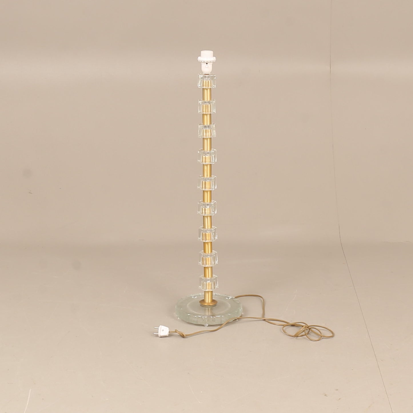 Lamp by Nybro Armaturfabrik Clear Cast Glass & Brass Signed Sweden 1960