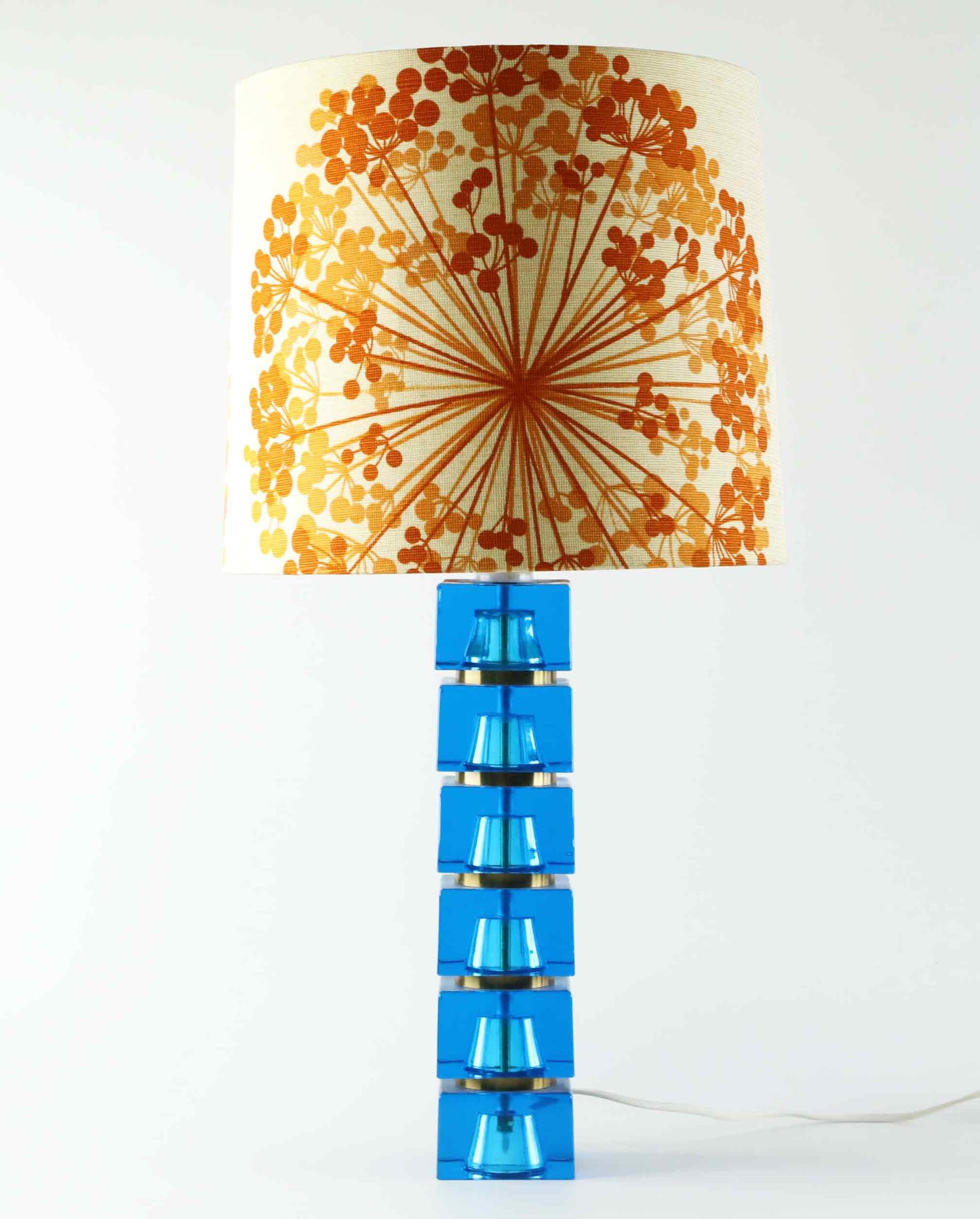 Carl Fagerlund Table Lamp for Orrefors Blue Glass and Brass Sweden 1960s