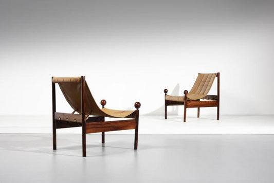 Jorge Zalszupin 2 armchairs model 'Ouro Preto' in Rio jacaranda Brazil 1960