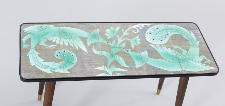 Marian Zawadsky Table for Tilgmans Hand Painted Ceramic Sweden 1961, Signed