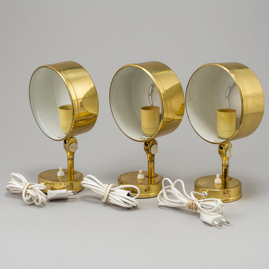 3 Wall Light Brass by Skelleftea Sweden, 1970