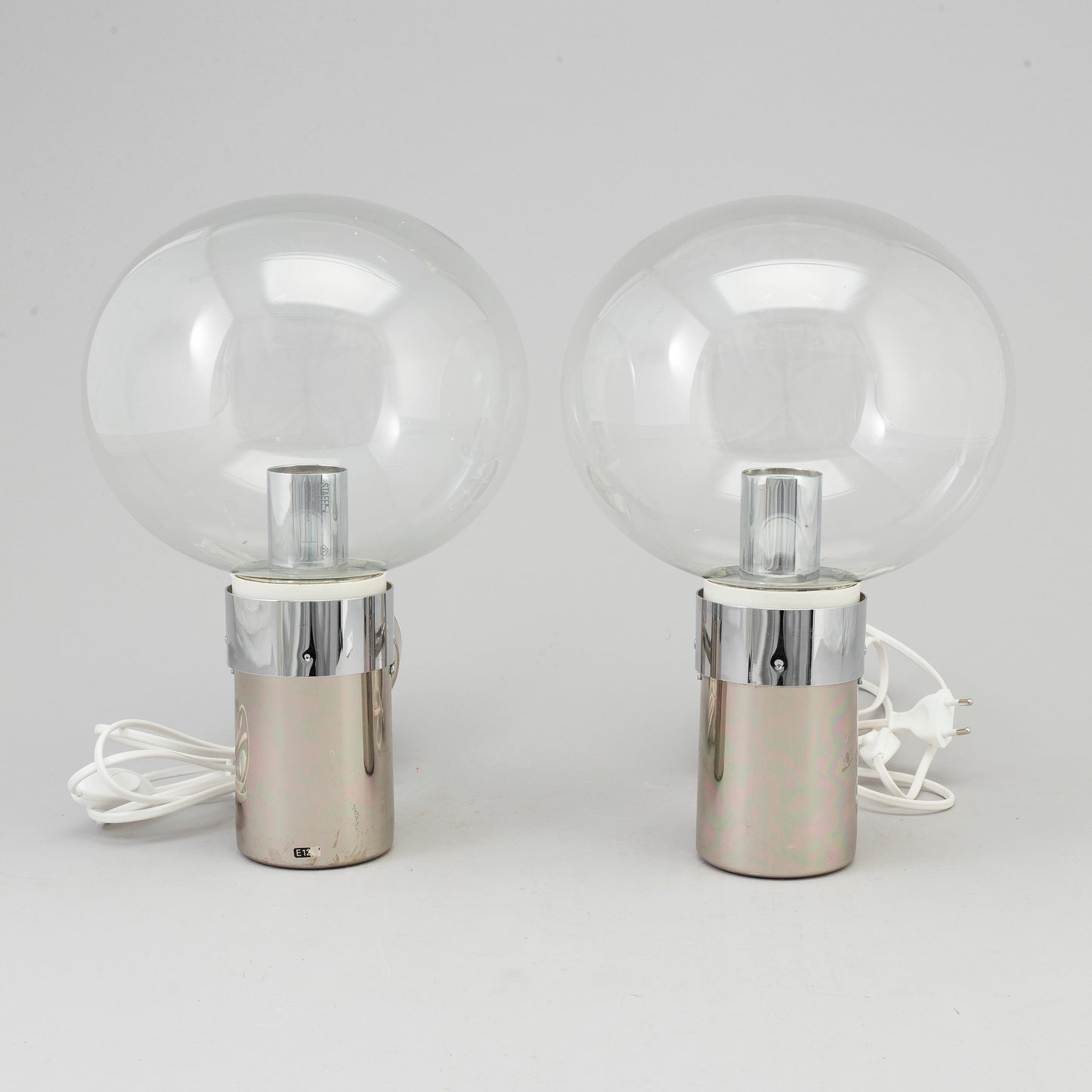 A pair of wall lamps by STEFF Chrome and Glass Germany c. 1980