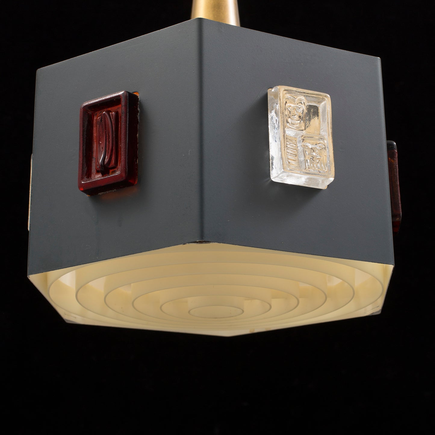 Erik Höglund ceiling Light metal glass and brass Sweden 1960