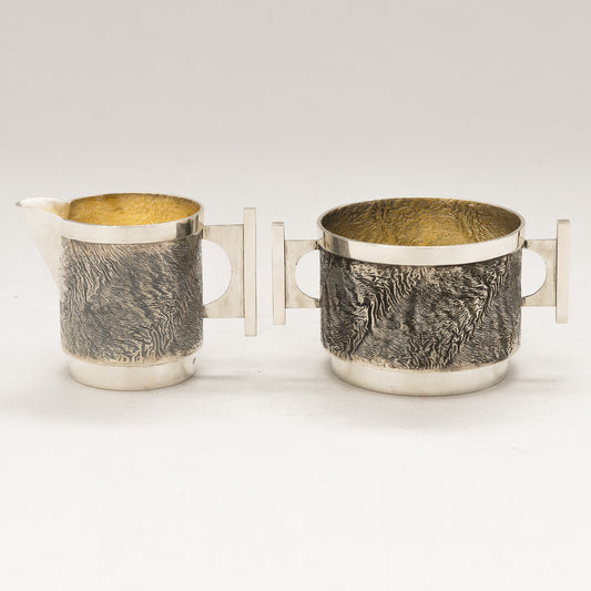 Pekka Turtiainen Silver Samodorok a Sugar Bowl and a Cream Jug