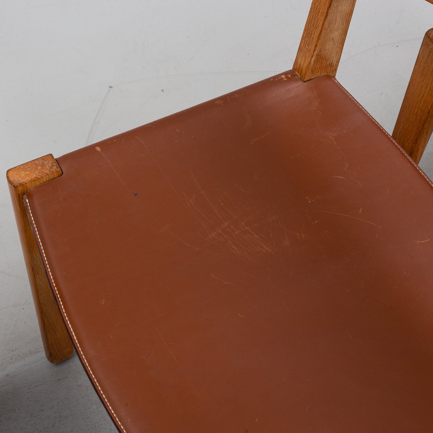 Four Oak Chairs with Leather Seat by John Vedel Rieper, Denmark, 1962