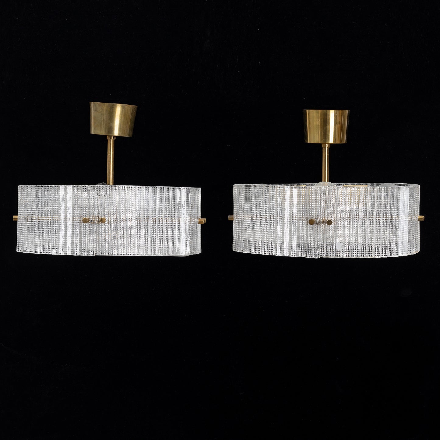 Carl Fagerlund Ceiling Light for Orrefors Glass and Brass, Sweden, 1960