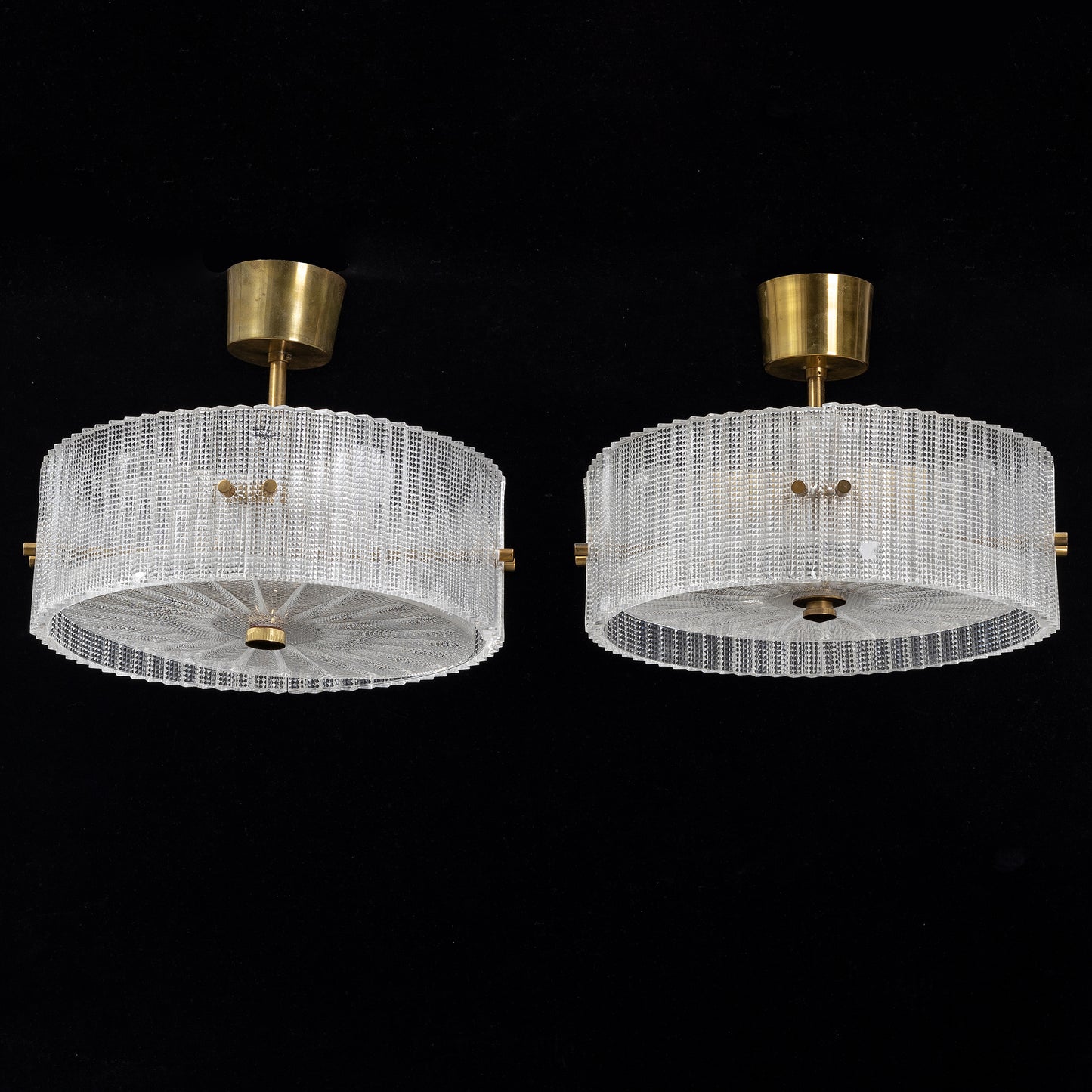 Carl Fagerlund Ceiling Light for Orrefors Glass and Brass, Sweden, 1960