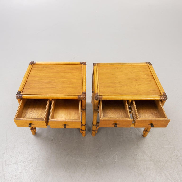 Pair of Bamboo and Wood Nightstand Anonymous for DUX Sweden, 1960