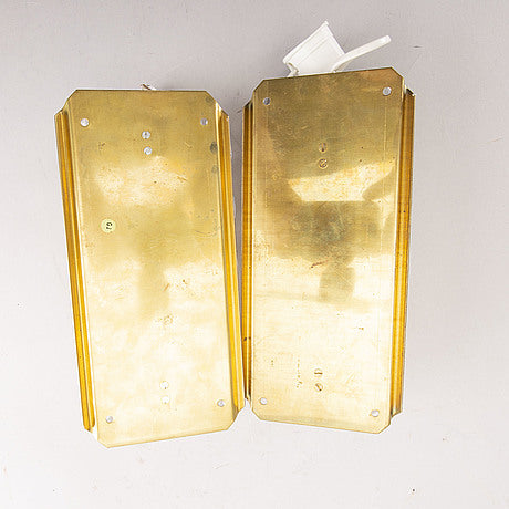 Carl Fagerlund sconces glass and brass for Orrefors Sweden 1960