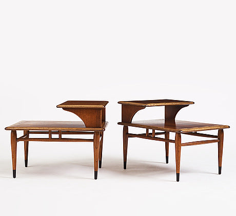 Andre Bus a Pair of 'Acclaim' Walnut Side Tables Forlane USA 1960 Signed