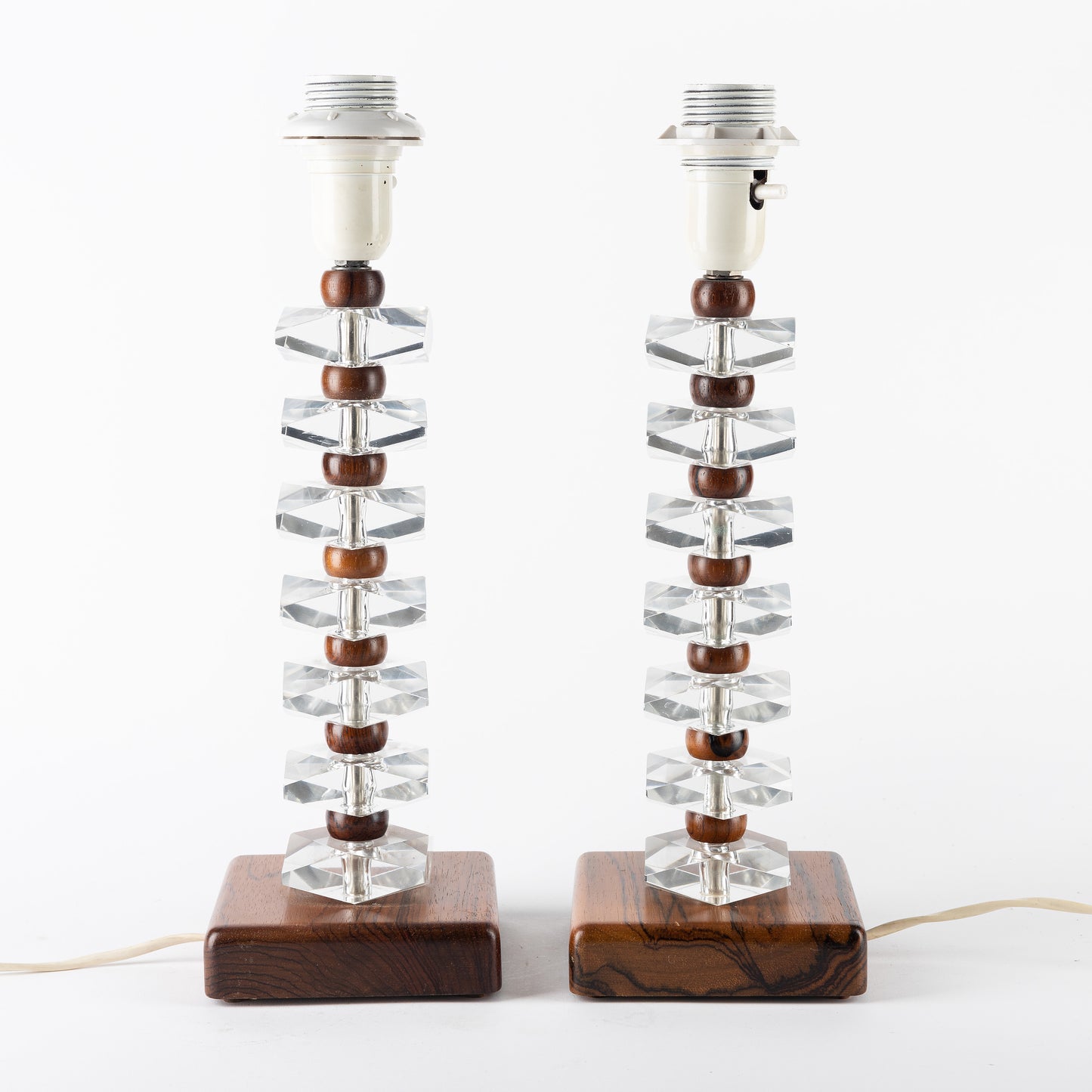 Rosewood and Glass Table Lamp by Orrefors, Sweden, 1960