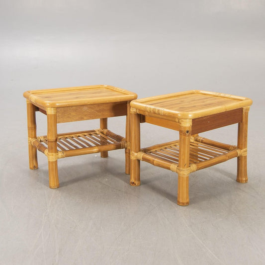 Bamboo and Wood Tables a Pair Probably by DUX, Sweden, 1960