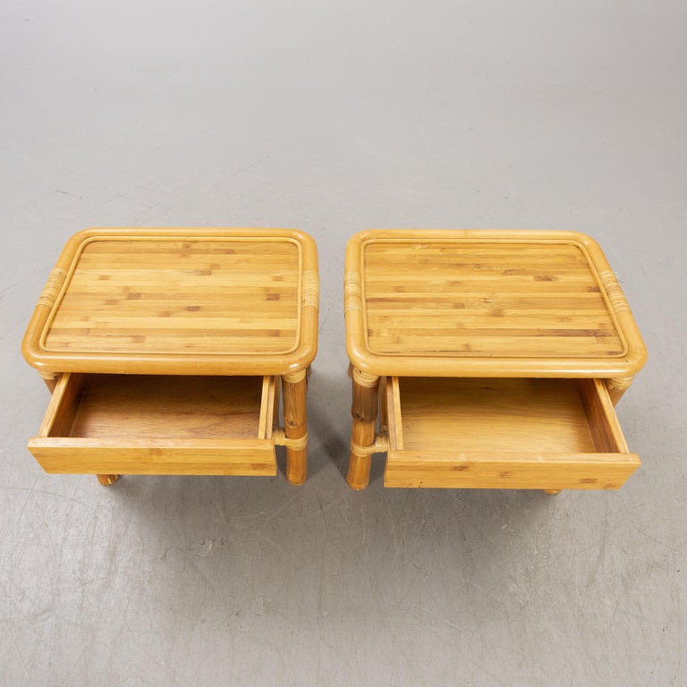 Bamboo and Wood Tables a Pair Probably by DUX, Sweden, 1960