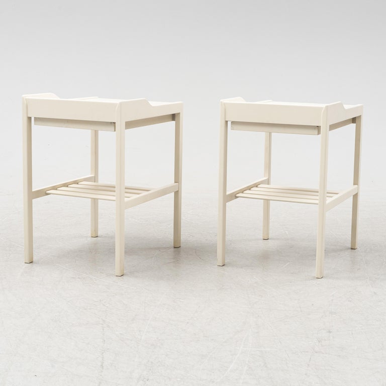 Bed Side Tables Bertil Fridhagen for Bodafors, 1960s, White Lacquer