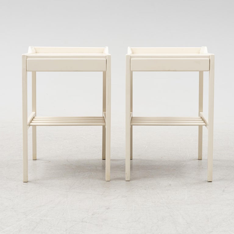 Bed Side Tables Bertil Fridhagen for Bodafors, 1960s, White Lacquer