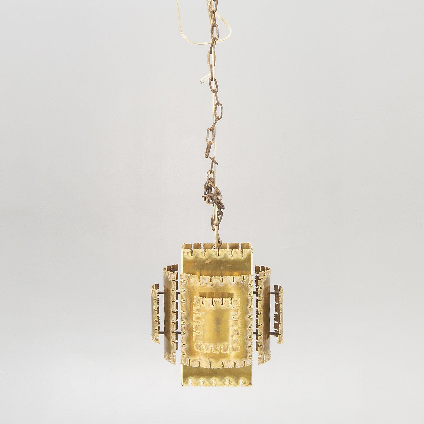 Svend Aage Holm Sorensen Brass Ceiling Lamp, Denmark, 1970